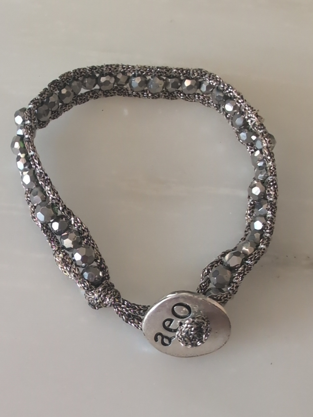 American Eagle Outfitters Silver Hematite Faceted Bead Bracelet